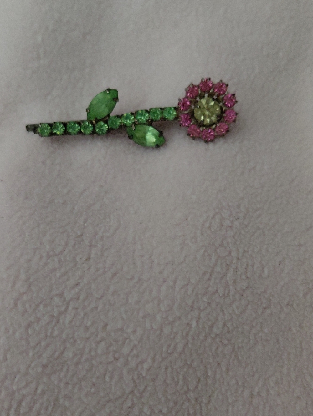 Green and Pink Floral Crystal Hair Clip
